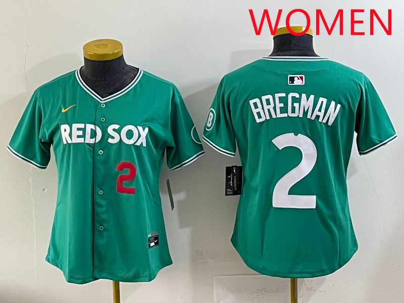Women 2025 Boston Red Sox #2 Bregman Dark Green Joint Name Nike MLB Jersey style 4